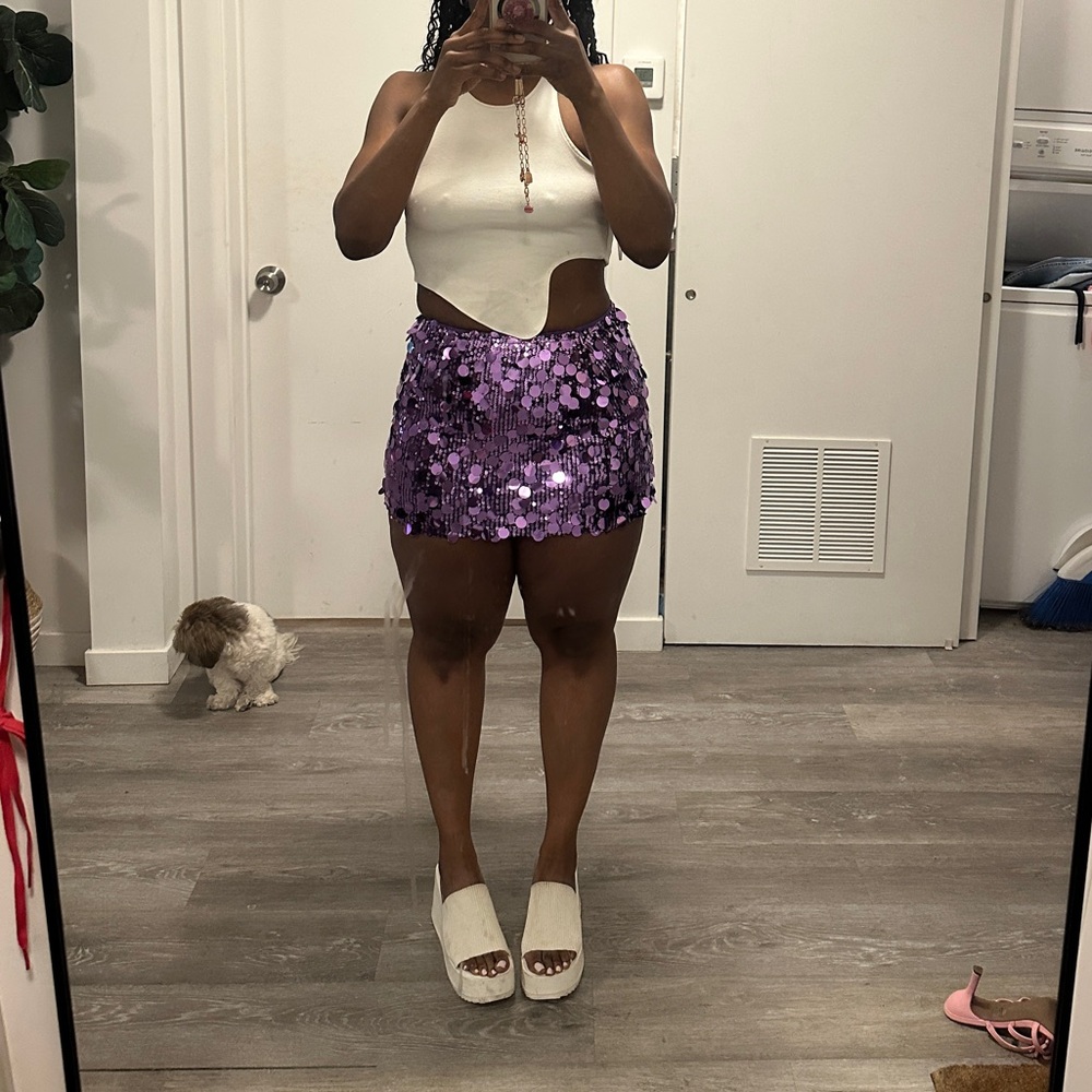 Sequin Purple Mini Skirt